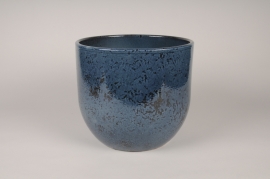 A106XD Cache-pot en céramique émaillée bleu nuit D16cm H13cm