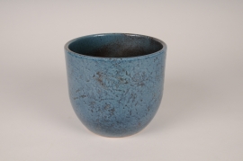 A107XD Dark blue glazed ceramic planter D19cm H16.5cm