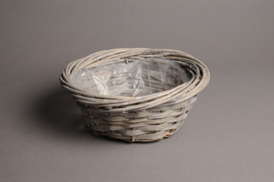 A108MZ Grey wicker ball with rim D25 H10cm