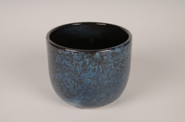 A108XD Dark blue glazed ceramic planter D29cm H26.5cm