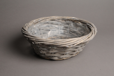 A109MZ Grey wicker ball with rim D30 H11cm