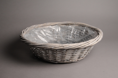 A110MZ Grey wicker ball with rim D35 H12cm