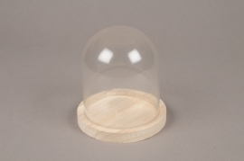 A110PM Glass dome with wooden tray D12cm H13cm