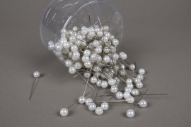  A111MG Box of 250 white beads on pin 10x60mm