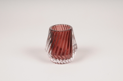 A111R4 Photophore en verre bordeaux D8cm H8.5cm