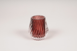 A111R4 Photophore en verre bordeaux D8cm H8.5cm