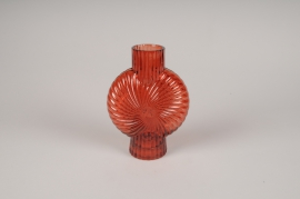 A112K9 Dark red glass vase D15cm H20.5cm