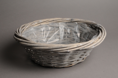 A113MZ Grey wicker ball with rim D50 H15cm