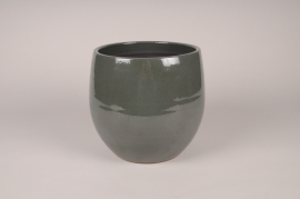 A115XD Grey green ceramic planter D23.5cm H23cm