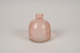 A118NH Pink single flower glass vase D7.5cm H9cm