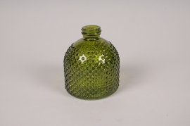 A119NH Green single flower glass vase D7.5cm H9cm