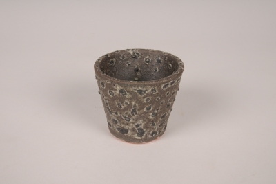 A120XD Cache-pot en c�ramique gris brut D8cm H7cm