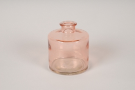 A121NH Vase bouteille en verre rose D9cm H10cm