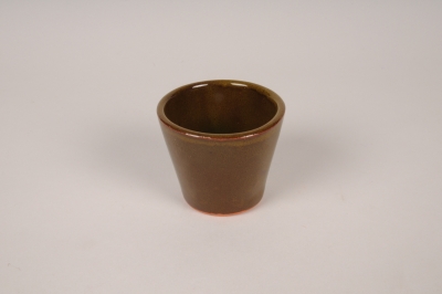 A121XD Cache-pot en c�ramique vert kaki D8cm H7cm