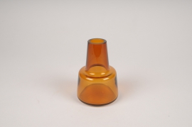 A122W3 Vase soliflore en verre avec col ambre D8cm H12cm