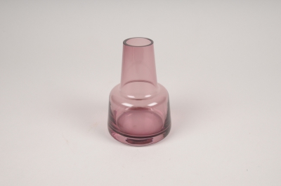 A123W3 Vase soliflore en verre avec col rose D8cm H12cm