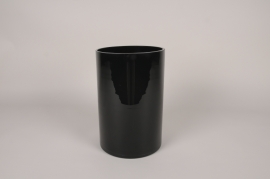 A124PQ Vase en verre cylindre noir D15cm H20cm