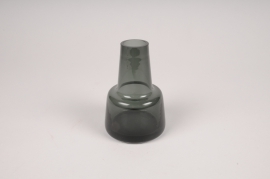 A124W3 Vase soliflore en verre avec col noir D8cm H12cm
