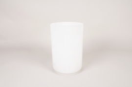 A125PQ White cylinder glass vase D15cm H25cm