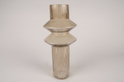 A134K9 Vase en verre brun D15cm H34cm