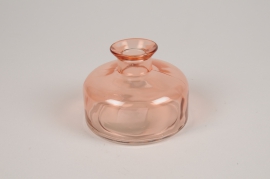 A134NH Pink glass bottle vase D9cm H7cm