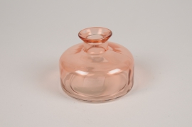 A134NH Vase bouteille en verre rose D9cm H7cm