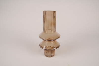 A135K9 Brown glass vase D10cm H21.5cm