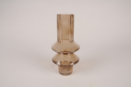 A135K9 Vase en verre brun D10cm H21.5cm