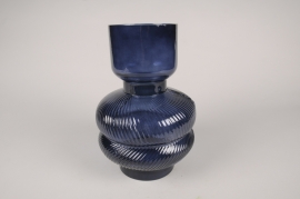 A136K9 Blue glass vase D15cm H21cm