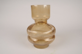 A137K9 Brown glass vase D15cm H21cm