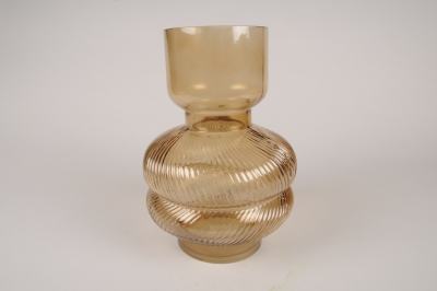 A137K9 Vase en verre brun D15cm H21cm