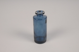 A138NH Vase bouteille en verre bleu D5cm H13cm