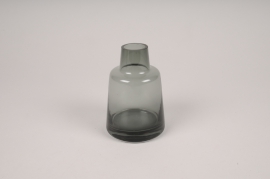 A139W3 Vase soliflore en verre avec col gris D8cm H12cm