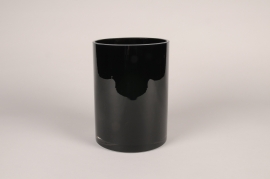 A140PQ Vase en verre cylindre noir D20cm H30cm
