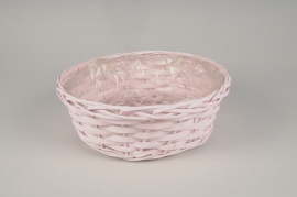 A141MZ Pink wicker bowl D30cm H10cm