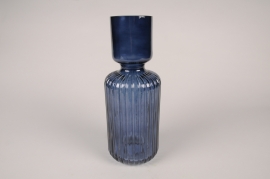 A142K9 Blue glass vase D11cm H30.5cm
