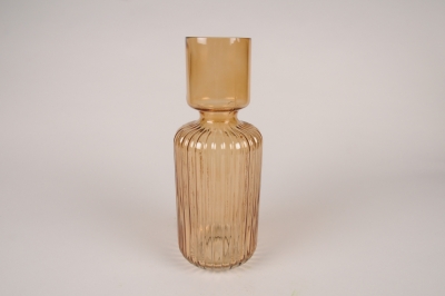 A143K9 Brown glass vase D11cm H30.5cm