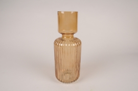 A143K9 Vase en verre brun D11cm H30.5cm