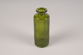 A143NH Green glass bottle vase D5cm H13cm