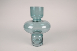 A144K9 Vase en verre bleu clair D20cm H28.5cm