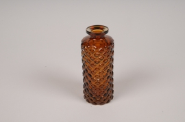 A144NH Vase bouteille en verre ambre D5cm H13cm