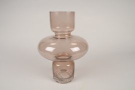 A145K9 Vase en verre marron clair D20cm H28.5cm