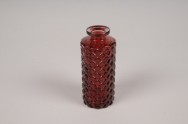 A146NH Vase bouteille en verre framboise D5cm H13cm