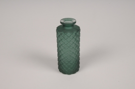 A147NH Vase bouteille en verre vert D5cm H13cm