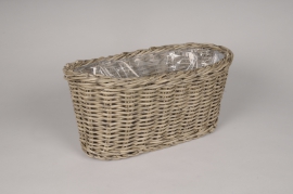 A148Q7 Jardinière imitation osier 54x19cm H18cm