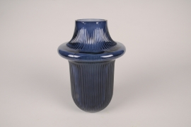 A149K9 Blue glass vase D16cm H22cm