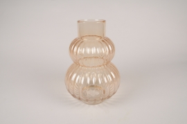 A150K9 Vase en verre pêche D17cm H25.5cm