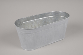 A150KM Whitened zinc oval planter 28.5x13cm H12cm