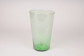 A151DQ Green conical glass vase D15cm H24.5cm