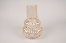 A152K9 Peach glass vase D17cm H25.5cm